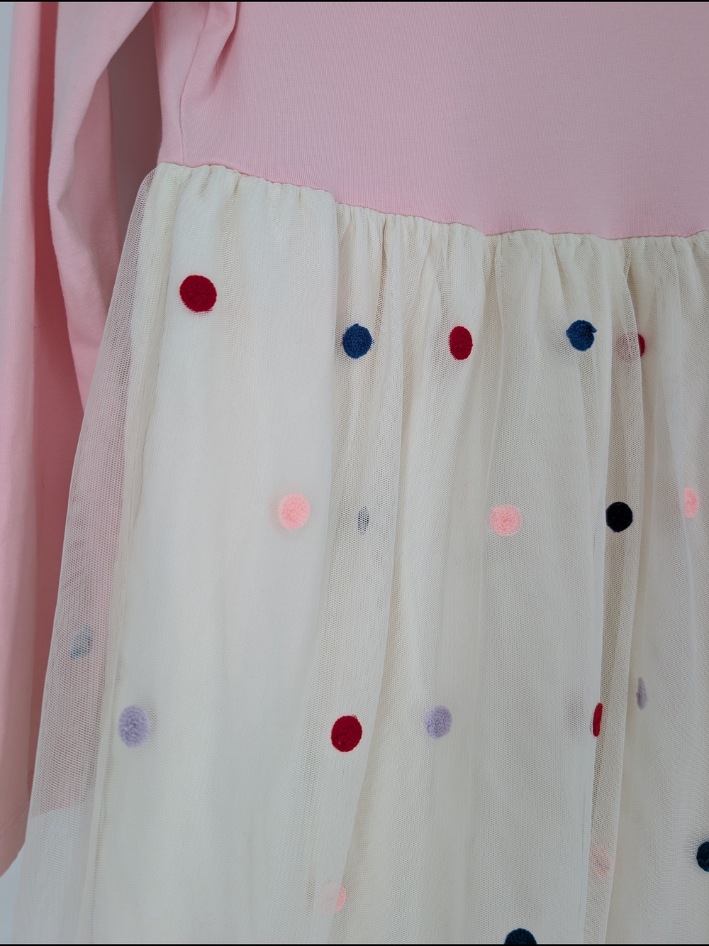 Hanna Andersson Girls Pink Tulle Dress with Multicolor Polka Dots 10 - Picture 2 of 5